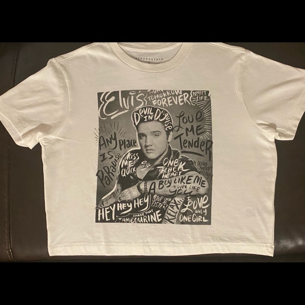 Black and White Elvis Crop Top